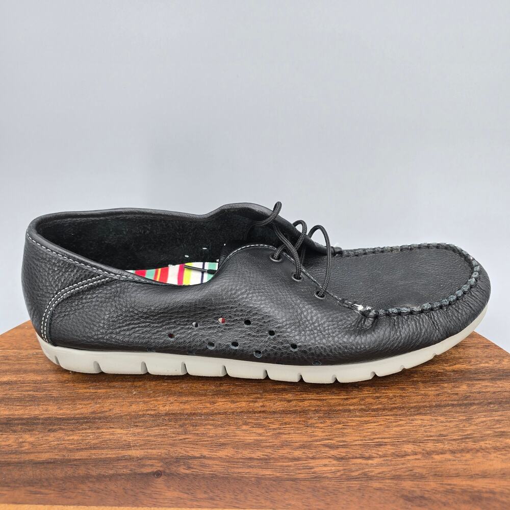 SAS Breezy Shoes Womens 10 Extra Wide Black Leather Moc Toe Comfort Sneakers